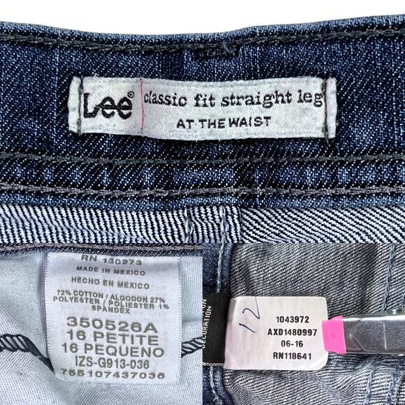 Lee Classic Fit Straight Leg Blue Jeans - At the Waist - Plus Size 16 Petite - Picture 10 of 14